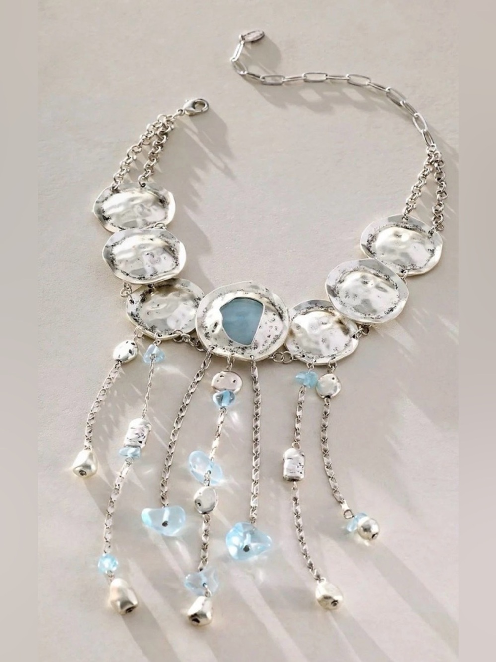 Free People Speak Up Statement Layer Necklace in Silver NWT